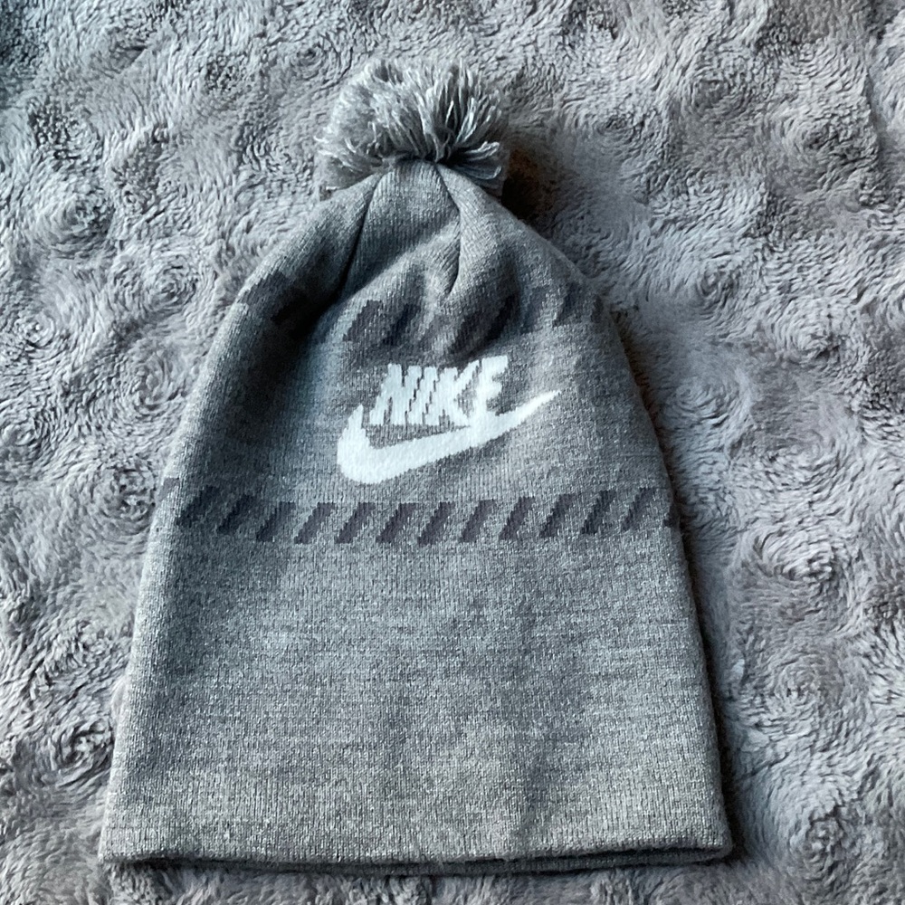 Nike Kids Gray Pom-Pom Knit Beanie - Picture 6 of 6